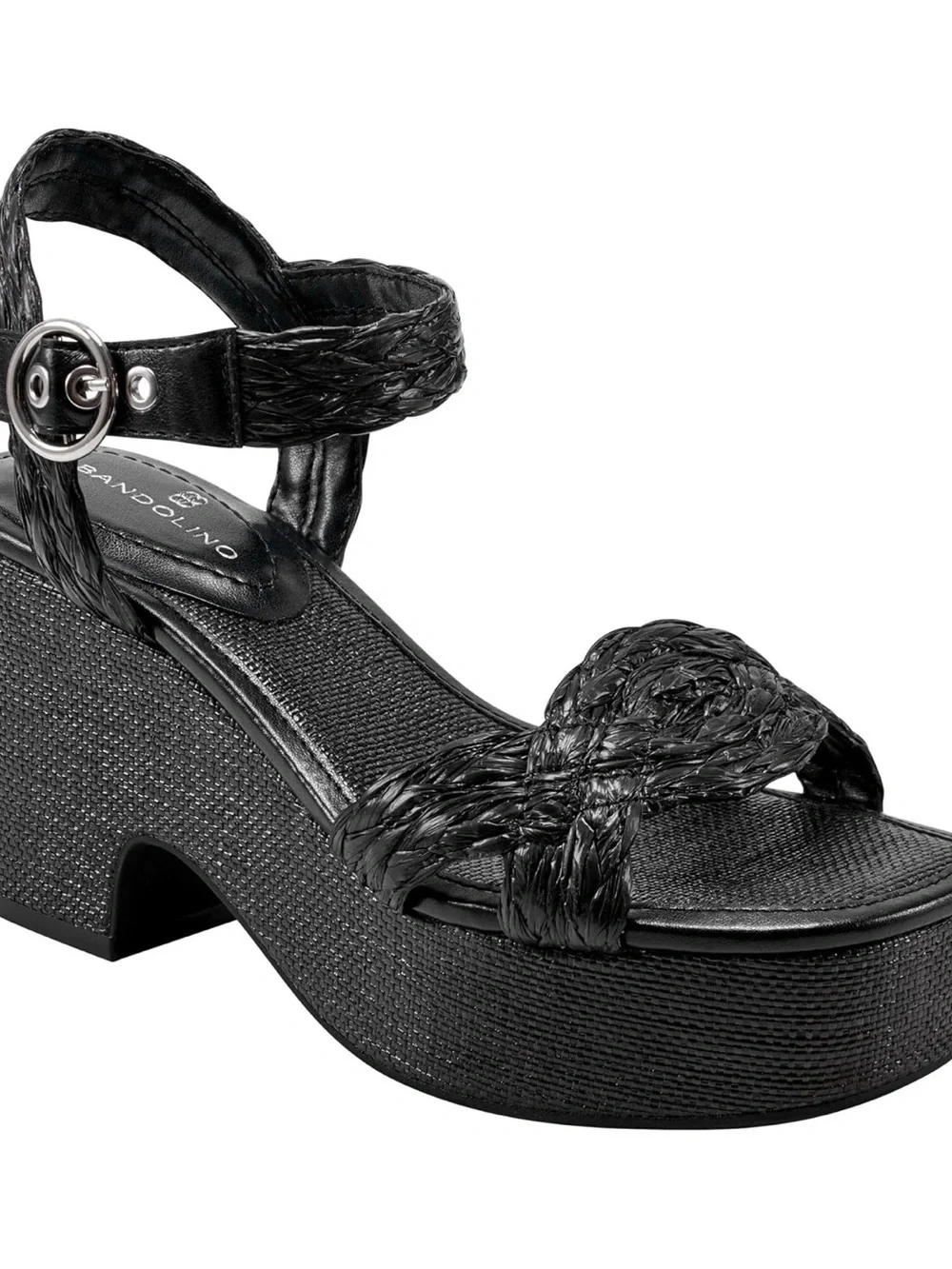 Bandolino Black Woven Platform Ankle-Strap Sandals 11M